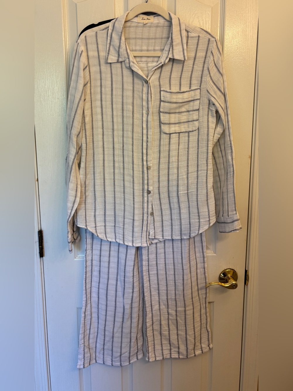 Love Notes Black & White Striped 100% Cotton Pajamas ~ Women’s Medium